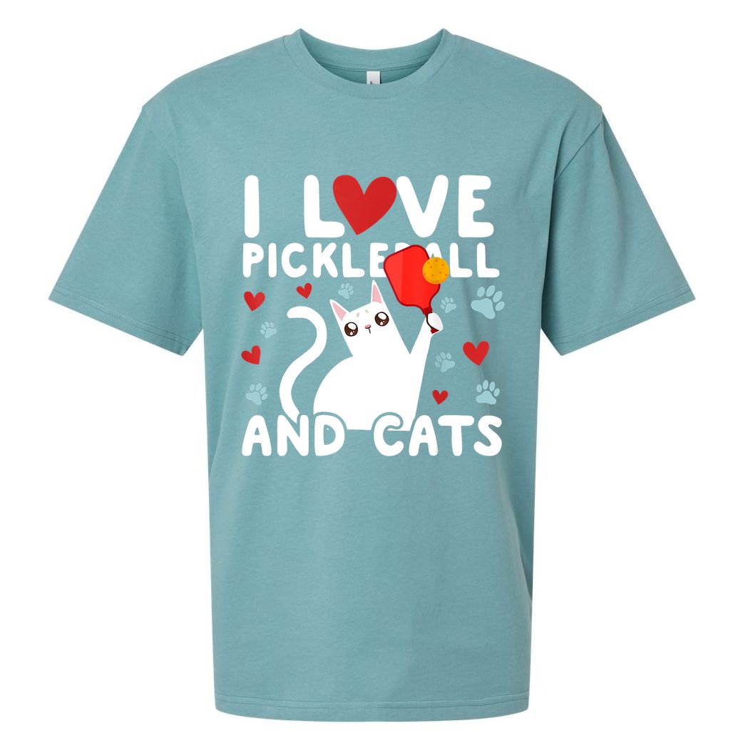 I Love Pickleball & Cats White Cat Fitness Workout Gift TShirt Sueded Cloud Jersey T-Shirt