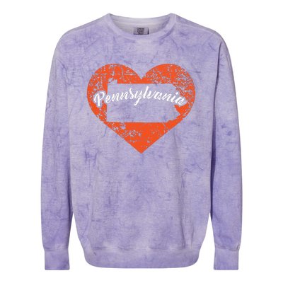 I Love Pennsylvania Funny Cute State Pride Heart Gift Colorblast Crewneck Sweatshirt