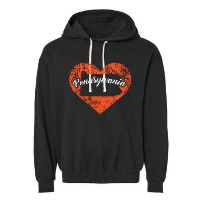 I Love Pennsylvania Funny Cute State Pride Heart Gift Garment-Dyed Fleece Hoodie