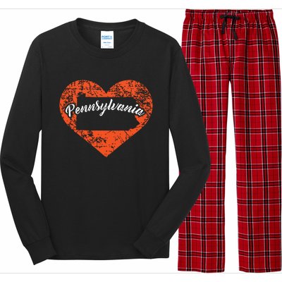 I Love Pennsylvania Funny Cute State Pride Heart Gift Long Sleeve Pajama Set