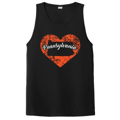 I Love Pennsylvania Funny Cute State Pride Heart Gift PosiCharge Competitor Tank