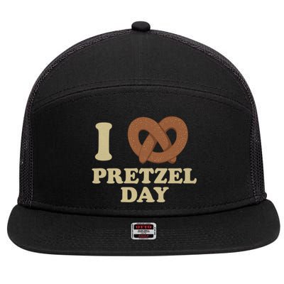 I Love Pretzel Daygift Funny Office Weargift Funny Funny Gift Meaningful Gift 7 Panel Mesh Trucker Snapback Hat