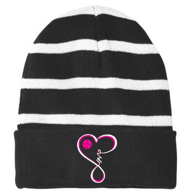 I Love Pickleball For Women TShirt Striped Beanie with Solid Band