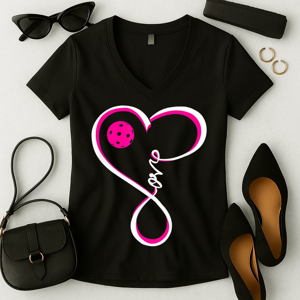 I Love Pickleball For Women TShirt Women's V-Neck T-Shirt