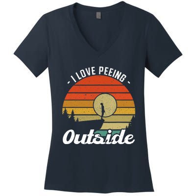 I Love Peeing Outside - Camper and Hiker Women's V-Neck T-Shirt