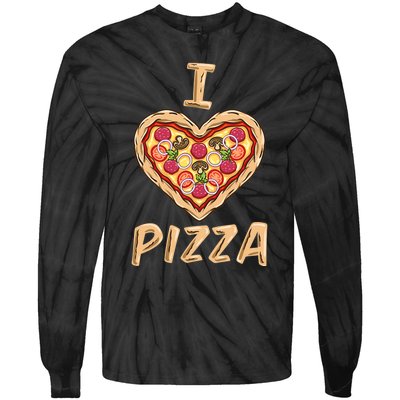 I Love Pizza For Pizza Lover Tie-Dye Long Sleeve Shirt