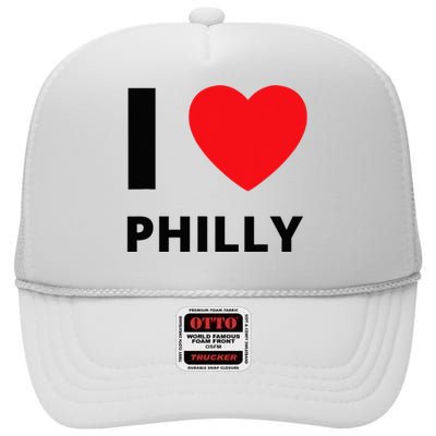 I Love Philly Heart Pennsylvania Love Fan Apparel High Crown Mesh Back Trucker Hat