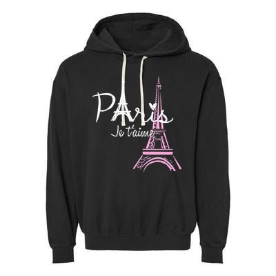 I Love Paris Eiffel Tower France French Souvenir Garment-Dyed Fleece Hoodie