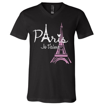 I Love Paris Eiffel Tower France French Souvenir V-Neck T-Shirt