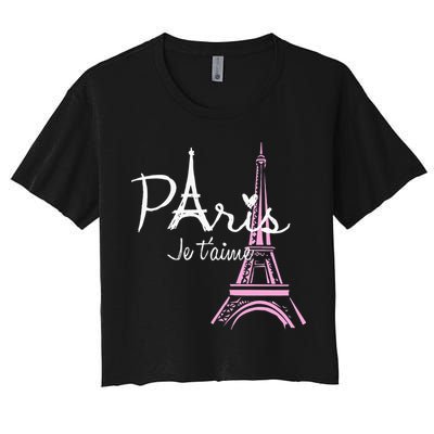 I Love Paris Eiffel Tower France French Souvenir Crop Top