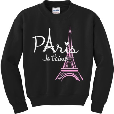 I Love Paris Eiffel Tower France French Souvenir Kids Sweatshirt