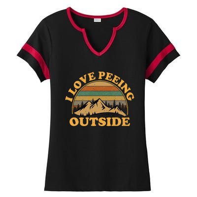 I Love Peeing Outside funny Camping Hiking Ladies Halftime Notch Neck Tee