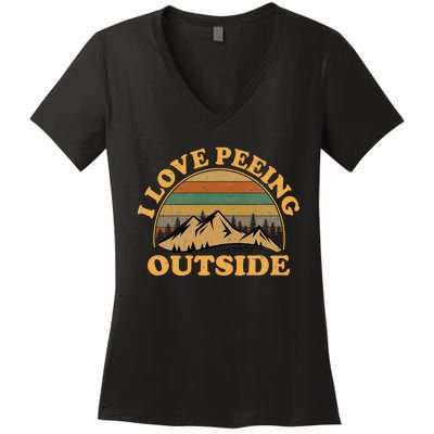 I Love Peeing Outside funny Camping Hiking Women's V-Neck T-Shirt