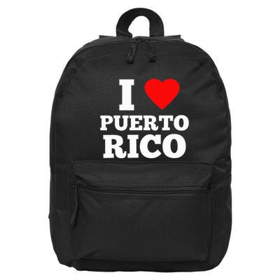 I Love Puerto Rico Usa 16 in Basic Backpack