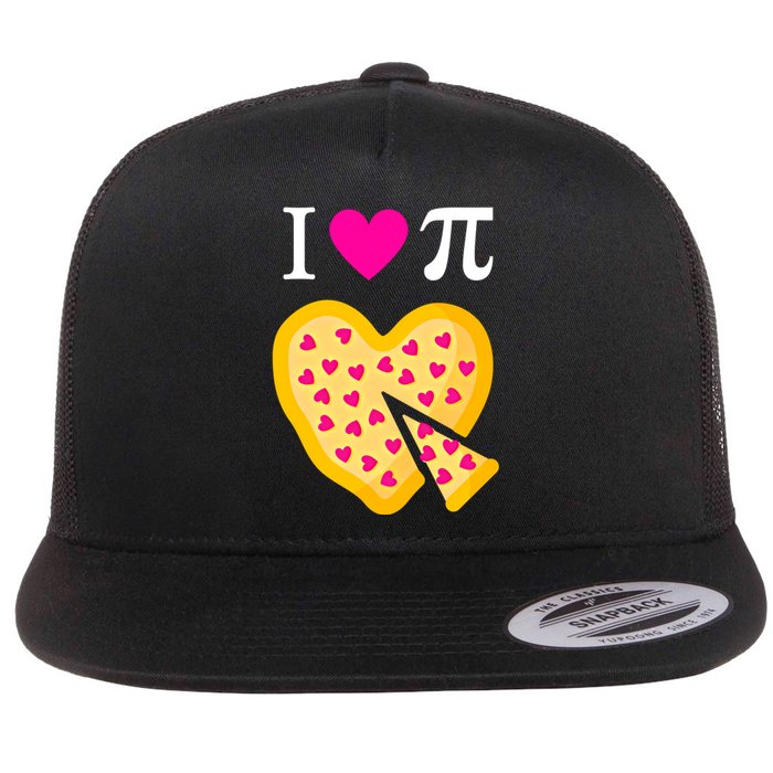 I Love Pi ValentineS Pizza Heart Math Teacher Gift Flat Bill Trucker Hat