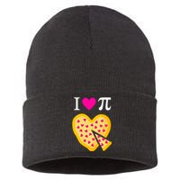 I Love Pi ValentineS Pizza Heart Math Teacher Gift Sustainable Knit Beanie