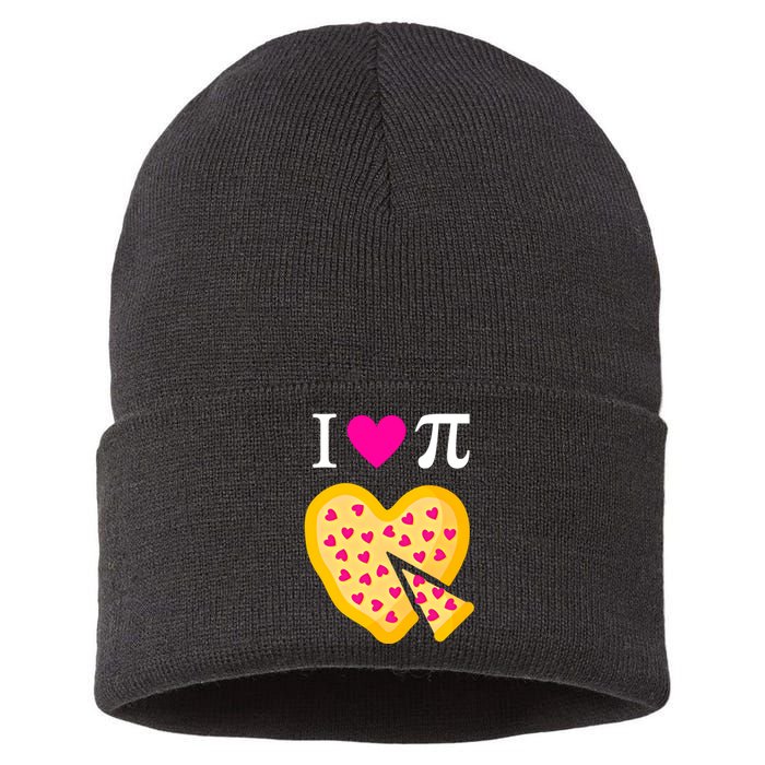 I Love Pi ValentineS Pizza Heart Math Teacher Gift Sustainable Knit Beanie