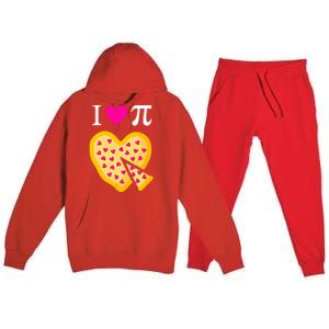 I Love Pi ValentineS Pizza Heart Math Teacher Gift Premium Hooded Sweatsuit Set