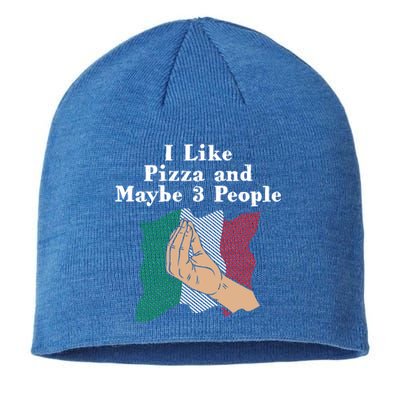 I Like Pizza And Maybe 3 People Funny Italian Humor Italy Gift Sustainable Beanie