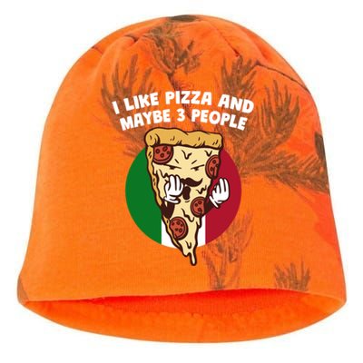 I Like Pizza And Maybe 3 People Funny Italian Humor Italy Gift Kati - Camo Knit Beanie