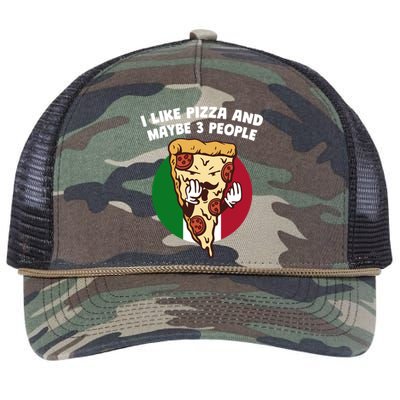 I Like Pizza And Maybe 3 People Funny Italian Humor Italy Gift Retro Rope Trucker Hat Cap