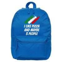 I Like Pizza And Maybe 3 People Funny Italian Humor Italy Great Gift 16 in Basic Backpack