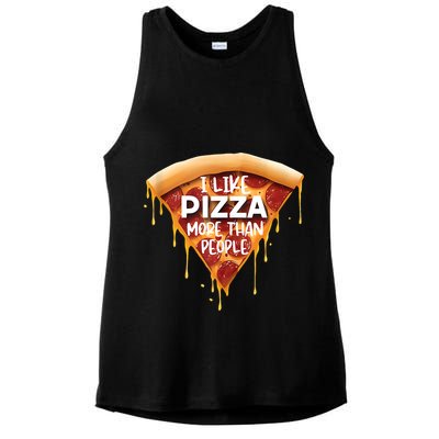 I Like Pizza More Than People Funny Slice New York Style Pie Ladies PosiCharge Tri-Blend Wicking Tank
