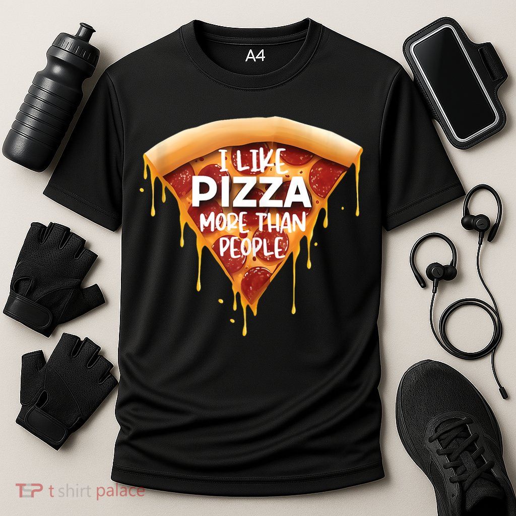 I Like Pizza More Than People Funny Slice New York Style Pie Performance Shirt