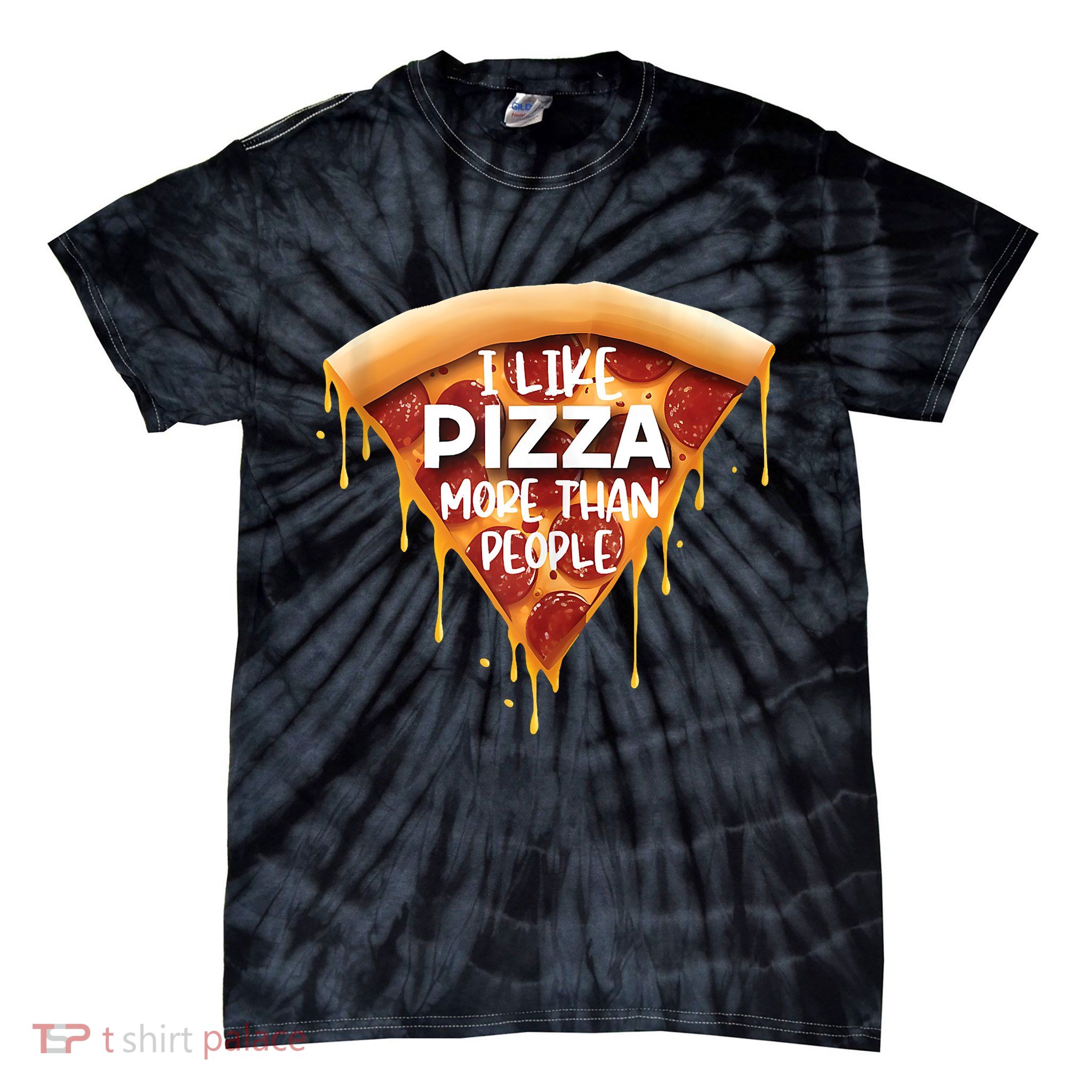 I Like Pizza More Than People Funny Slice New York Style Pie Tie-Dye T-Shirt