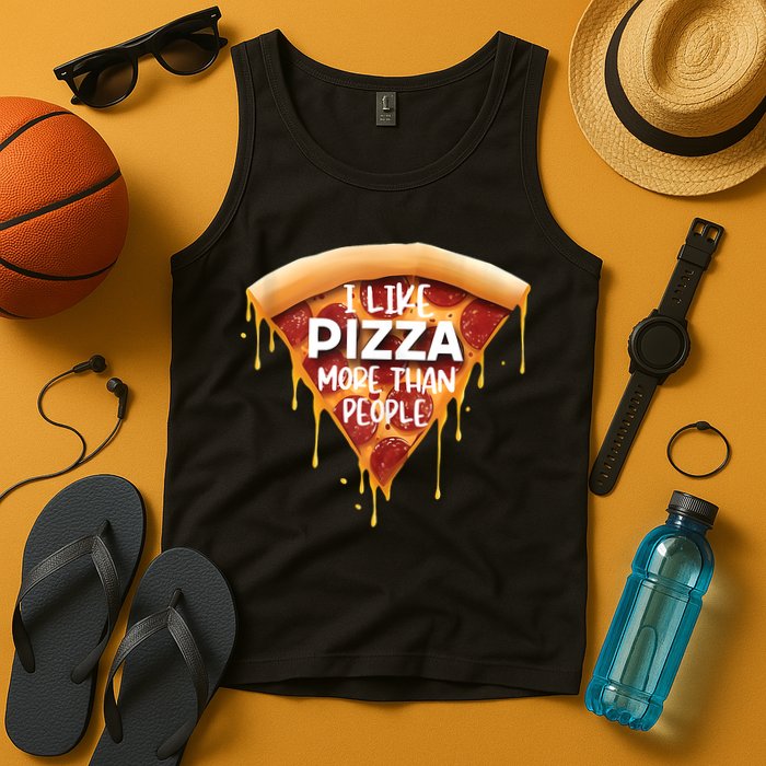 I Like Pizza More Than People Funny Slice New York Style Pie Tank Top