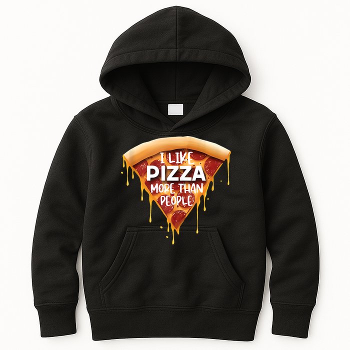 I Like Pizza More Than People Funny Slice New York Style Pie Kids Hoodie