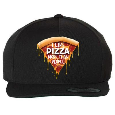 I Like Pizza More Than People Funny Slice New York Style Pie Wool Snapback Cap