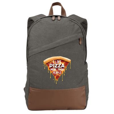 I Like Pizza More Than People Funny Slice New York Style Pie Cotton Canvas Backpack