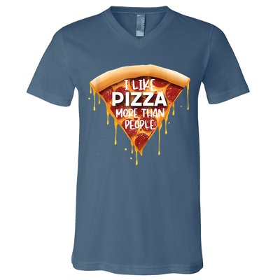 I Like Pizza More Than People Funny Slice New York Style Pie V-Neck T-Shirt