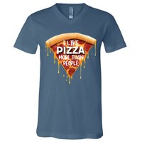 I Like Pizza More Than People Funny Slice New York Style Pie V-Neck T-Shirt