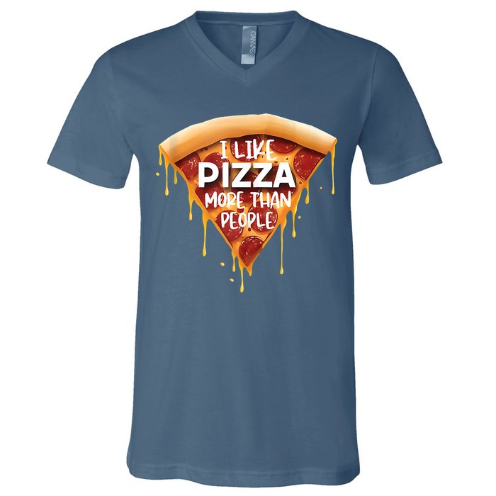 I Like Pizza More Than People Funny Slice New York Style Pie V-Neck T-Shirt