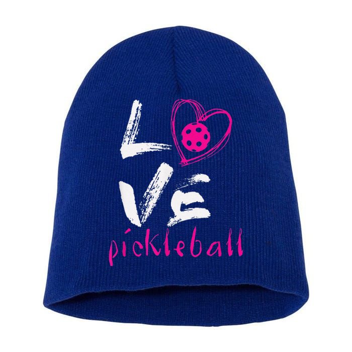 I Love Pickleball Funny Pickle Ball Tee For Player Short Acrylic Beanie