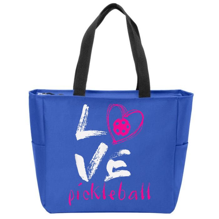 I Love Pickleball Funny Pickle Ball Tee For Player Zip Tote Bag