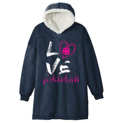 I Love Pickleball Funny Pickle Ball Tee For Player Hooded Wearable Blanket