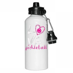 I Love Pickleball Funny Pickle Ball Tee For Player Aluminum Water Bottle 