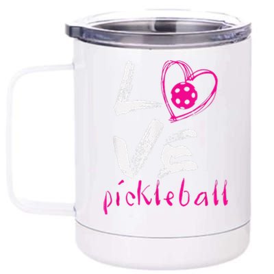 I Love Pickleball Funny Pickle Ball Tee For Player 12 oz Stainless Steel Tumbler Cup