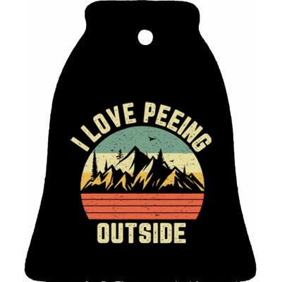 I Love Peeing Camping Funny Ceramic Bell Ornament