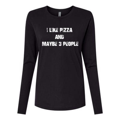 I Like Pizza And Maybe 3 People Funny Pizza Lover Tee Gift Womens Cotton Relaxed Long Sleeve T-Shirt