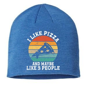 I Like Pizza And Maybe 3 People Funny Retro Cute Gift Sustainable Beanie