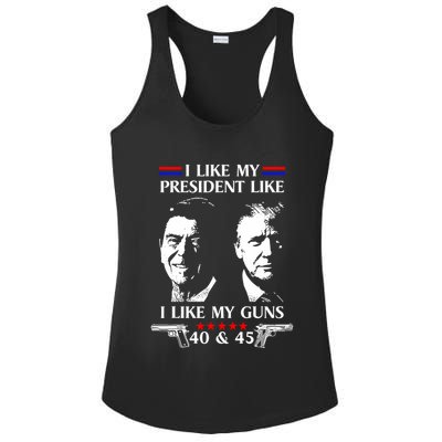 I Like President Like I Like My Guns 40 & 45 Ladies PosiCharge Competitor Racerback Tank