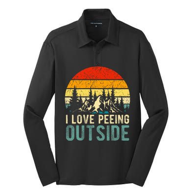 I Love Peeing Outside Funny Camping Hiking Silk Touch Performance Long Sleeve Polo