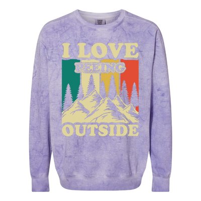 I Love Peeing Outside Joke Camping Hiking Mountain Colorblast Crewneck Sweatshirt