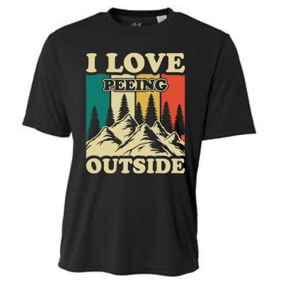 I Love Peeing Outside Joke Camping Hiking Mountain Cooling Performance Crew T-Shirt