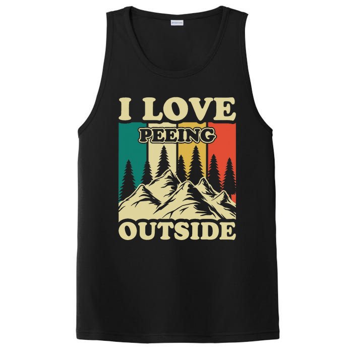 I Love Peeing Outside Joke Camping Hiking Mountain PosiCharge Competitor Tank