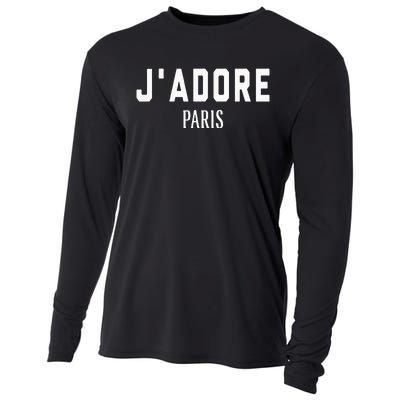 I Love Paris J Adore Paris France Black Graphic Cooling Performance Long Sleeve Crew